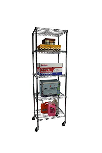 Apollo Hardware Commercial Grade Chrome 5-Shelf Wire Shelving 18"x24"x72" with Caster