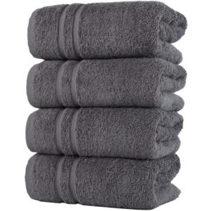 hammam linen cool grey 4-pack hand towels - 16 x 29 turkish cotton premium quality soft & absorbent small bathroom towels