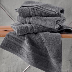 Hammam Linen Cool Grey 4-Pack Hand Towels - 16 x 29 Turkish Cotton Premium Quality Soft & Absorbent Small Bathroom Towels