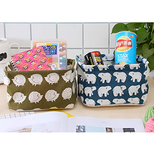 Rainbow-Lee Small Canvas Storage Bins, Mini Cute Foldable Fabric Storage Basket Box, Toy Organizer Hamper for Baby,Kids,Pets,Office, Makeup, Keys,Shelves,Desk,Liitle Items 4 Pack(Animal)