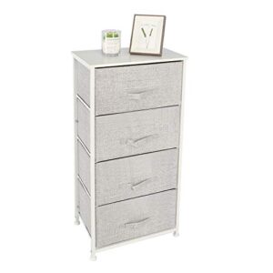4-drawer storage organizer unit dresser storage tower with metal frame for clothing, sweaters, jeans, blankets - white