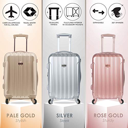 kensie Women's Alma Hardside Spinner Luggage, Expandable, Opal, Carry-On 20-Inch