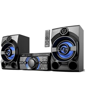 sony bluetooth stereo shelf system for home, hifi sound system with usb, fm radio, audio in, tv music home stereo system for home, speaker system with remote control
