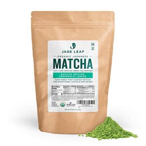 jade leaf matcha organic green tea powder - barista edition - ceremonial grade for cafe quality tea & lattes - authentic japanese origin (1 pound pouch)