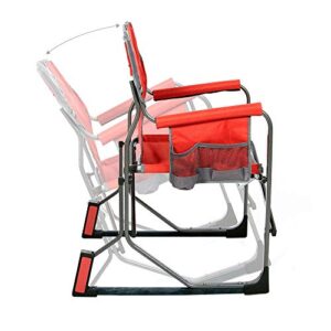 macsports macrocker outdoor foldable rocking chair | portable, collapsible, springless rockers with rust-free anti-tip guards for camping fishing backyard | 225 lb weight capacity | red
