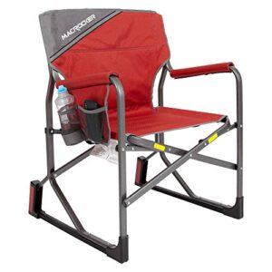 MacSports MacRocker Outdoor Foldable Rocking Chair | Portable, Collapsible, Springless Rockers with Rust-Free Anti-Tip Guards for Camping Fishing Backyard | 225 lb Weight Capacity | Red