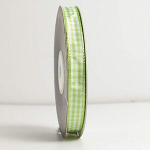 Micomon Apple Green Gingham Plaid Checked Ribbon 25 Yard Each Roll 100% Polyester (3/8", Apple Green)