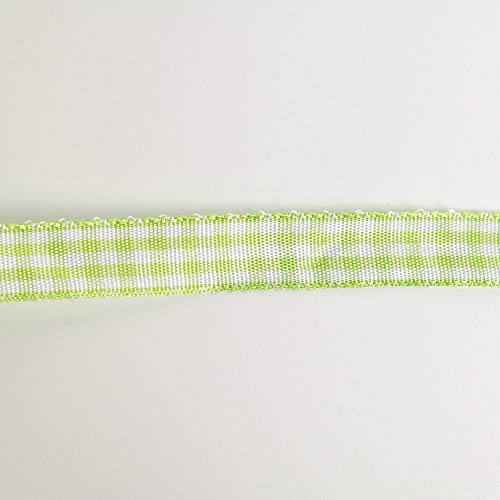 Micomon Apple Green Gingham Plaid Checked Ribbon 25 Yard Each Roll 100% Polyester (3/8", Apple Green)