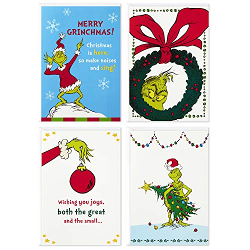 Hallmark Image Arts Boxed Christmas Cards Assortment, Classic Grinch (4 Designs, 24 Christmas Cards with Envelopes)