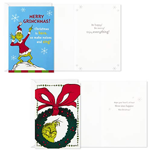 Hallmark Image Arts Boxed Christmas Cards Assortment, Classic Grinch (4 Designs, 24 Christmas Cards with Envelopes)