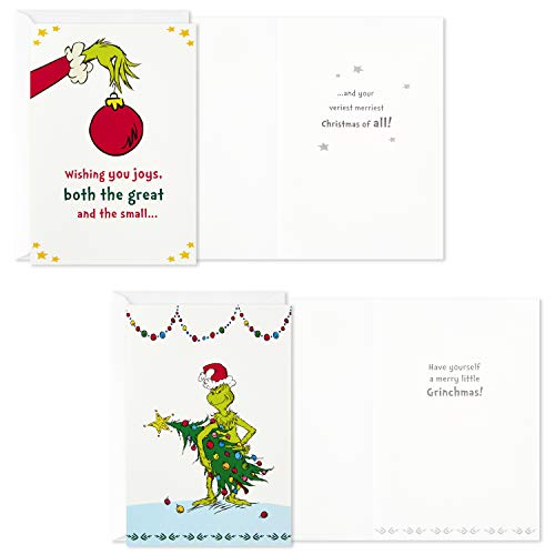 Hallmark Image Arts Boxed Christmas Cards Assortment, Classic Grinch (4 Designs, 24 Christmas Cards with Envelopes)