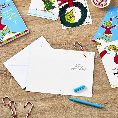 Hallmark Image Arts Boxed Christmas Cards Assortment, Classic Grinch (4 Designs, 24 Christmas Cards with Envelopes)