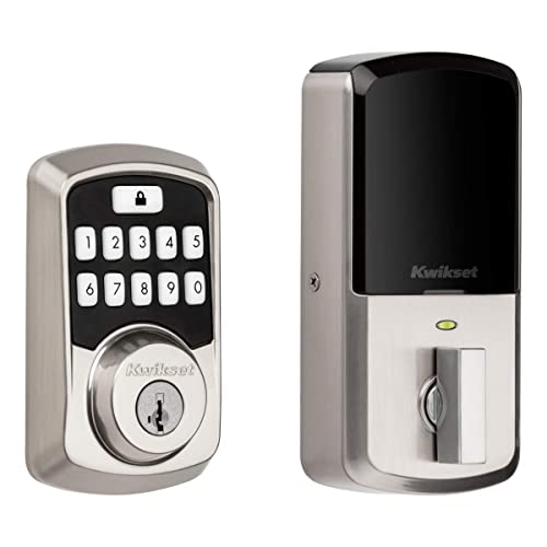 Kwikset 99420-001 Aura Bluetooth Programmable Keypad Door Lock Deadbolt Featuring SmartKey Security, Satin Nickel