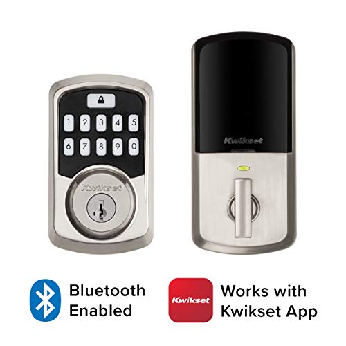 Kwikset 99420-001 Aura Bluetooth Programmable Keypad Door Lock Deadbolt Featuring SmartKey Security, Satin Nickel