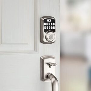 Kwikset 99420-001 Aura Bluetooth Programmable Keypad Door Lock Deadbolt Featuring SmartKey Security, Satin Nickel