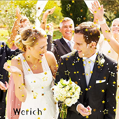 Werich Star Confetti Merry Christmas Max Party Gold Table Confetti Birthday Baby Showe Wedding Metallic Foil Stars for Party Bridal Shower Festival Theme Party Decorations Supplies