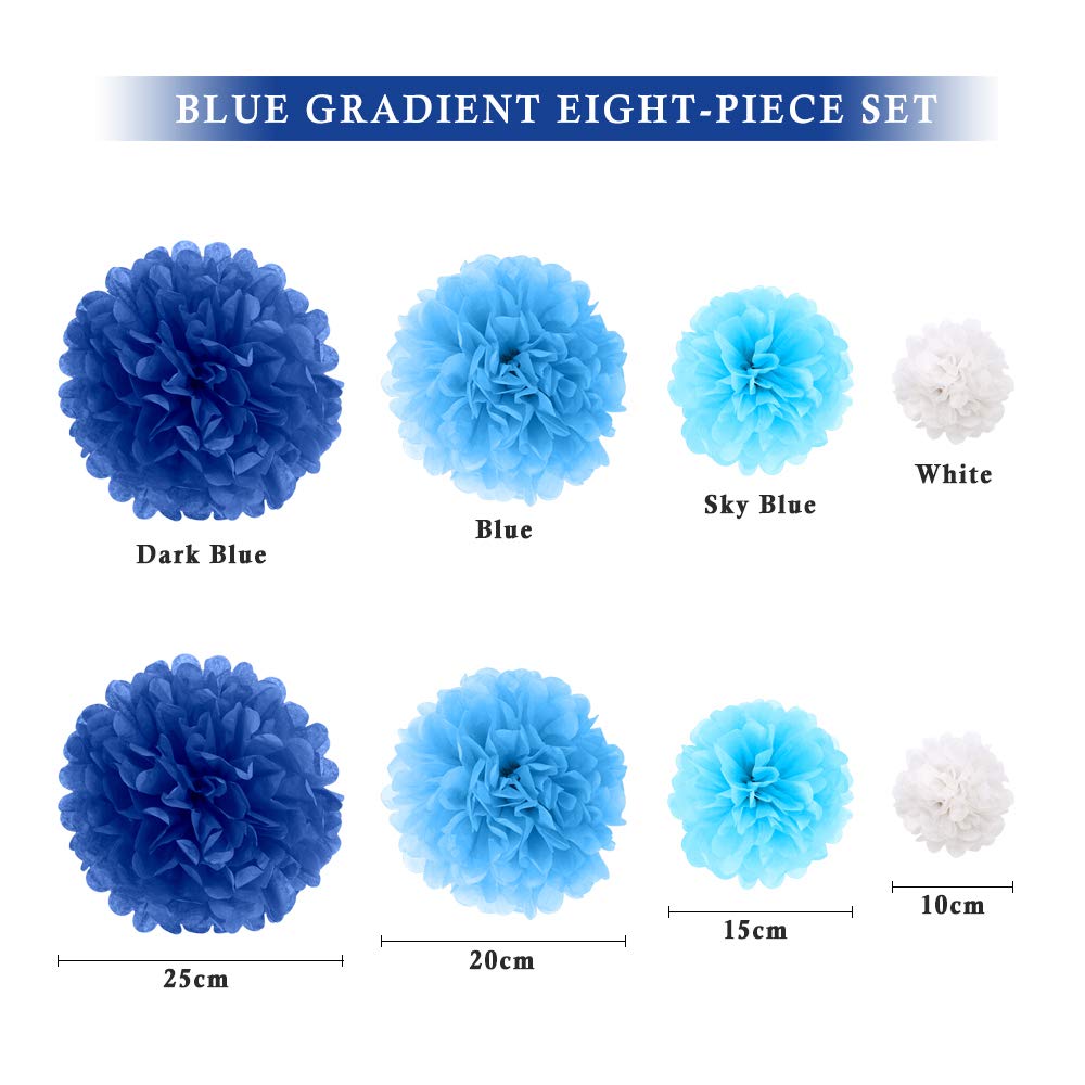 Binpeng Paper Pom Poms Hanging Paper Flower Ball Wedding Party Celebrations Decorations Outdoor Decoration Flowers Craft for Party Birthday party (BL-8PCS)