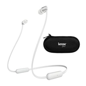 sony wi-c310 wireless in-ear headphones, white (wic310/w) with hard shell earphone case bundle
