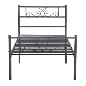 SimLife Twin Metal Bed Frame Storage Steel Platform Bed for Kids Girls Boys with Headboard Footboard 12.7 in Under Bed Storage Easy Assembly Black