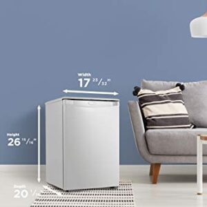 Danby Designer DAR026A1WDD-6 2.6 Cu.Ft. Mini Fridge, Compact Refrigerator for Bedroom, Office, bar, countertop, E-Star Rated in White