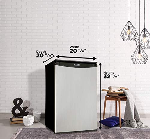Danby DAR044A4BSLDD-6 4.4 Cu.Ft. Mini Fridge, Compact All Refrigerator for Bedroom, Living Room, Bar, Dorm, Kitchen-in Stainless Steel Look, Stainless