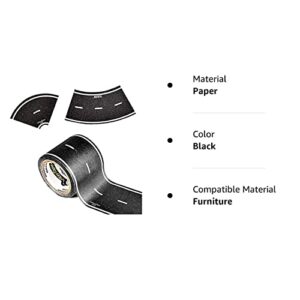 PlayTape Road Tape and Curves for Toy Cars - 1 Roll of 30 ft. x 2 in. Black Road + 1 Roll of 36 Curves