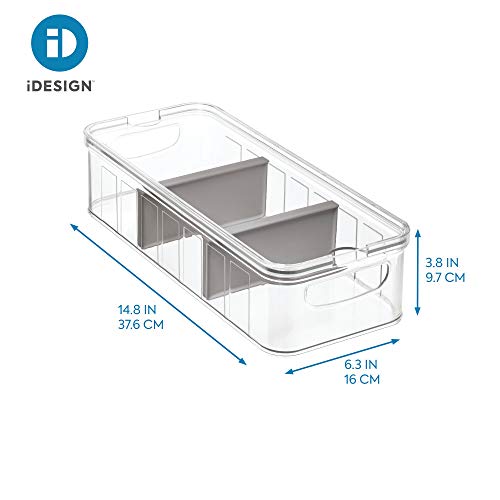 iDesign Recycled Plastic Crisp Large Divided Fruit and Vegetable Storage with Easy to Grip Integrated Handles Designed to Keep Food Fresh Longer, 14. 82" x 6. 32" x 3. 76"