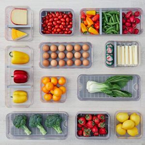 iDesign Recycled Plastic Crisp Large Divided Fruit and Vegetable Storage with Easy to Grip Integrated Handles Designed to Keep Food Fresh Longer, 14. 82" x 6. 32" x 3. 76"