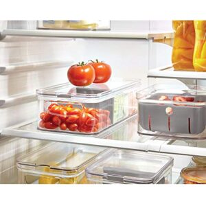 iDesign Recycled Plastic Crisp Large Divided Fruit and Vegetable Storage with Easy to Grip Integrated Handles Designed to Keep Food Fresh Longer, 14. 82" x 6. 32" x 3. 76"