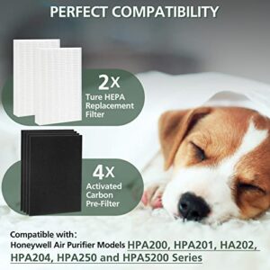 HPA200 HEPA Filter Replacement Compatible with Honeywell HPA200 HRF-ARVP200 Series Air Purifier HPA200, HPA201, HA202, HPA204, HPA250, HPA5200, 2 HEPA R and 4 Precut Carbon Pre-Filters A