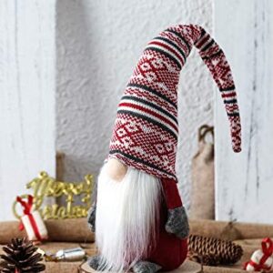 Funoasis Holiday Gnome Handmade Swedish Tomte, Christmas Elf Decoration Ornaments Thanks Giving Day Gifts Swedish Gnomes tomte (Red Stripe - 19 Inches)