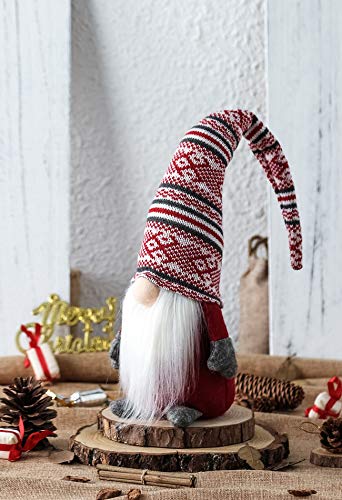 Funoasis Holiday Gnome Handmade Swedish Tomte, Christmas Elf Decoration Ornaments Thanks Giving Day Gifts Swedish Gnomes tomte (Red Stripe - 19 Inches)