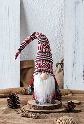 Funoasis Holiday Gnome Handmade Swedish Tomte, Christmas Elf Decoration Ornaments Thanks Giving Day Gifts Swedish Gnomes tomte (Red Stripe - 19 Inches)