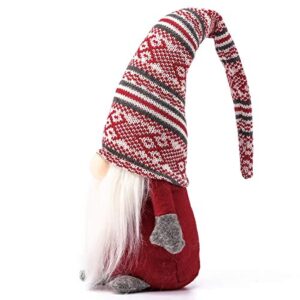 Funoasis Holiday Gnome Handmade Swedish Tomte, Christmas Elf Decoration Ornaments Thanks Giving Day Gifts Swedish Gnomes tomte (Red Stripe - 19 Inches)