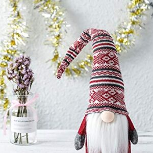 Funoasis Holiday Gnome Handmade Swedish Tomte, Christmas Elf Decoration Ornaments Thanks Giving Day Gifts Swedish Gnomes tomte (Red Stripe - 19 Inches)