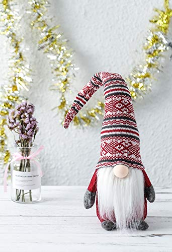 Funoasis Holiday Gnome Handmade Swedish Tomte, Christmas Elf Decoration Ornaments Thanks Giving Day Gifts Swedish Gnomes tomte (Red Stripe - 19 Inches)