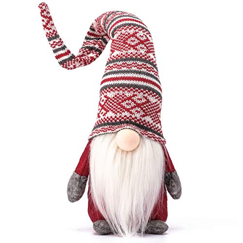 Funoasis Holiday Gnome Handmade Swedish Tomte, Christmas Elf Decoration Ornaments Thanks Giving Day Gifts Swedish Gnomes tomte (Red Stripe - 19 Inches)