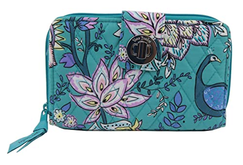 Vera Bradley Cotton RFID Turnlock Wallet, Peacock Garden