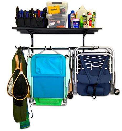 StoreYourBoard Chair Storage Rack and Storage Shelf, Folding and Beach Chair Wall Mount, Home and Garage Hook Hanger System