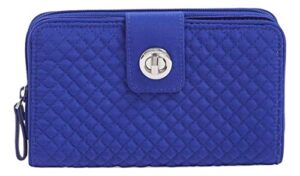 vera bradley iconic rfid turnlock wallet in gage blue microfiber