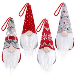 d-fantix gnome christmas ornaments set of 4, handmade swedish tomte gnomes plush scandinavian santa elf table ornaments christmas tree hanging decoration home decor