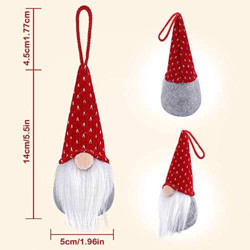 D-FantiX Gnome Christmas Ornaments Set of 4, Handmade Swedish Tomte Gnomes Plush Scandinavian Santa Elf Table Ornaments Christmas Tree Hanging Decoration Home Decor