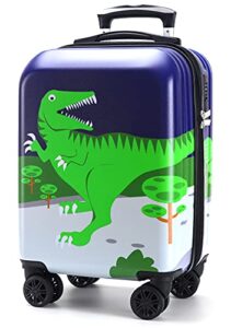 gurhodvo kids luggage for boys suitcase with spinner wheels carry on hard shell trolley case lightweight travel toys dinosaur 18