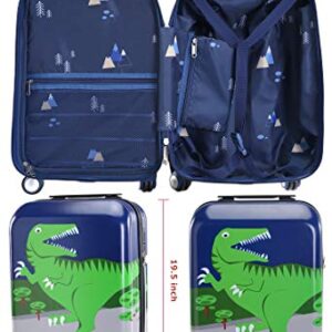 GURHODVO Kids Luggage for boys suitcase with spinner wheels Carry On hard shell Trolley case lightweight travel toys Dinosaur 18