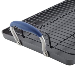 Anolon Advanced Hard Anodized Nonstick Pan/Flat Grill/Griddle Rack, 10 Inch x 18 Inch, Indigo Blue