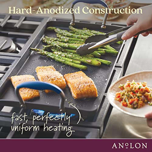 Anolon Advanced Hard Anodized Nonstick Pan/Flat Grill/Griddle Rack, 10 Inch x 18 Inch, Indigo Blue