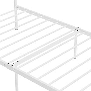 SimLife Metal Platform Bed Metal Big Girl Kids Adults Princess Bed Frame Mattress Foundation White