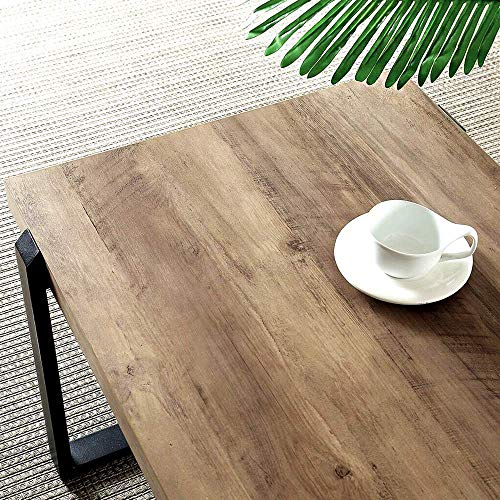 FOLUBAN Rustic Coffee Table,Wood and Metal Industrial Cocktail Table for Living Room, 47 Inch Oak