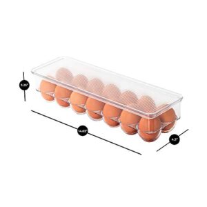 Smart Design Stackable Egg Holder for Refrigerator – Set of 4, Holds 32 Eggs Total, 15 x 4 in. – Egg Holder with Handle and Lid for Easy Fridge Organization and Storage – Made with BPA-Free Plastic