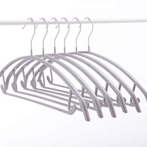 Cocomaya 16.5 Inch Silver No Shoulder Bumps No Mark Non-Slip Rubber Coated Contour Metal No Bumps Hanger, Sweater Hanger, T-Shirt Hanger Suit Hanger with Pants Bar Pack of 10 (Silver, 10)